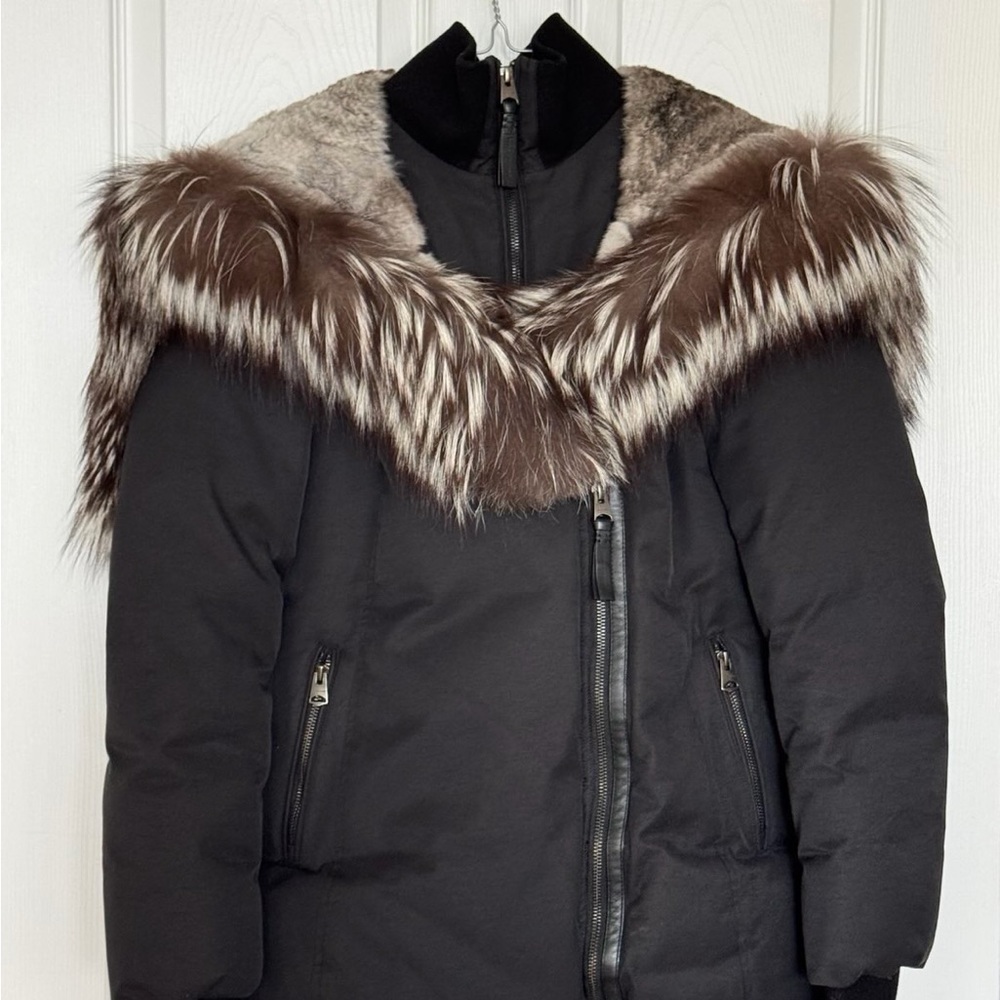Mackage Black Puffer Coat with Fur Trim